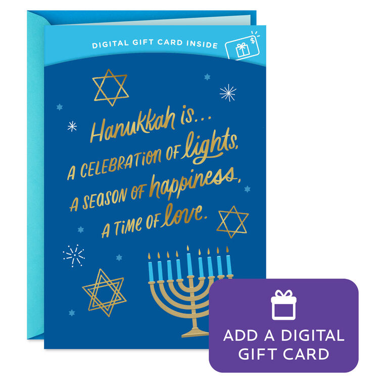 Menorah and Star of David Hanukkah Gift Card Greeting Card Front image number 1