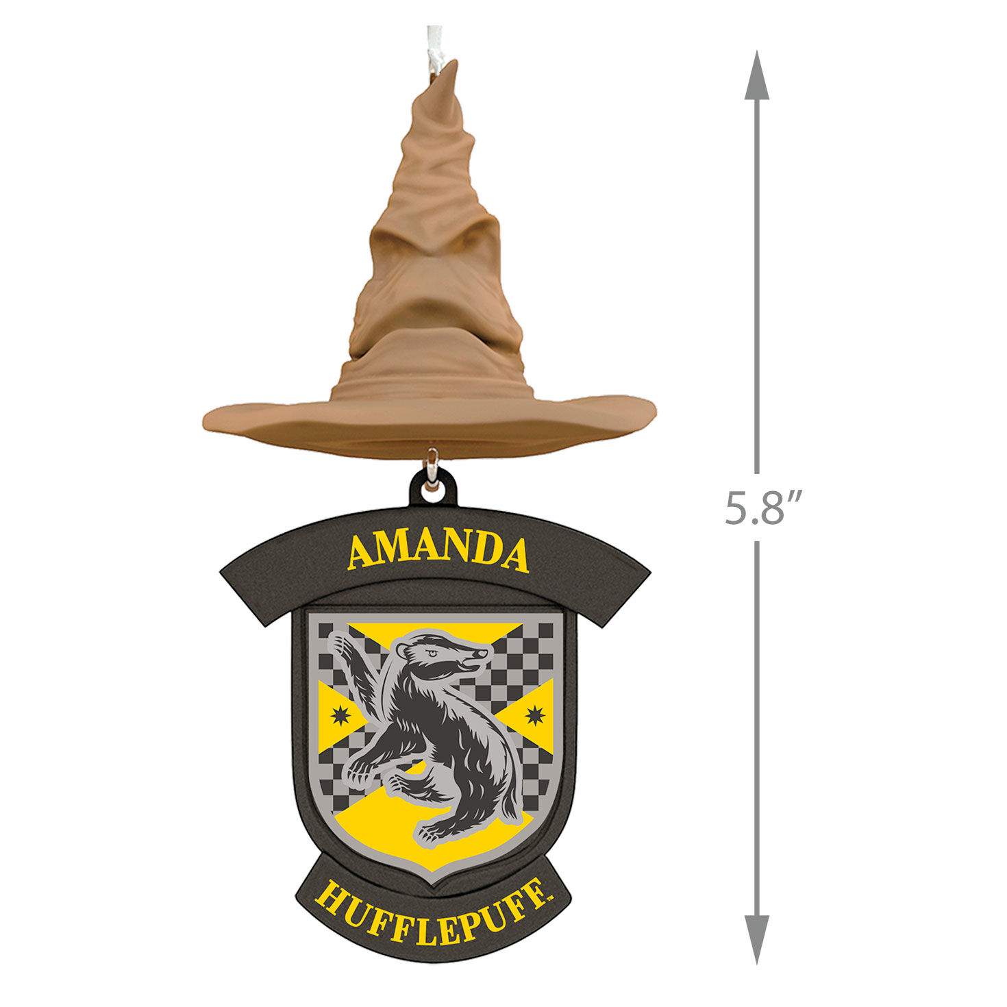 Harry Potter&trade; Sorting Hat Personalized Text Ornament, Hufflepuff&trade; measurement image number 3