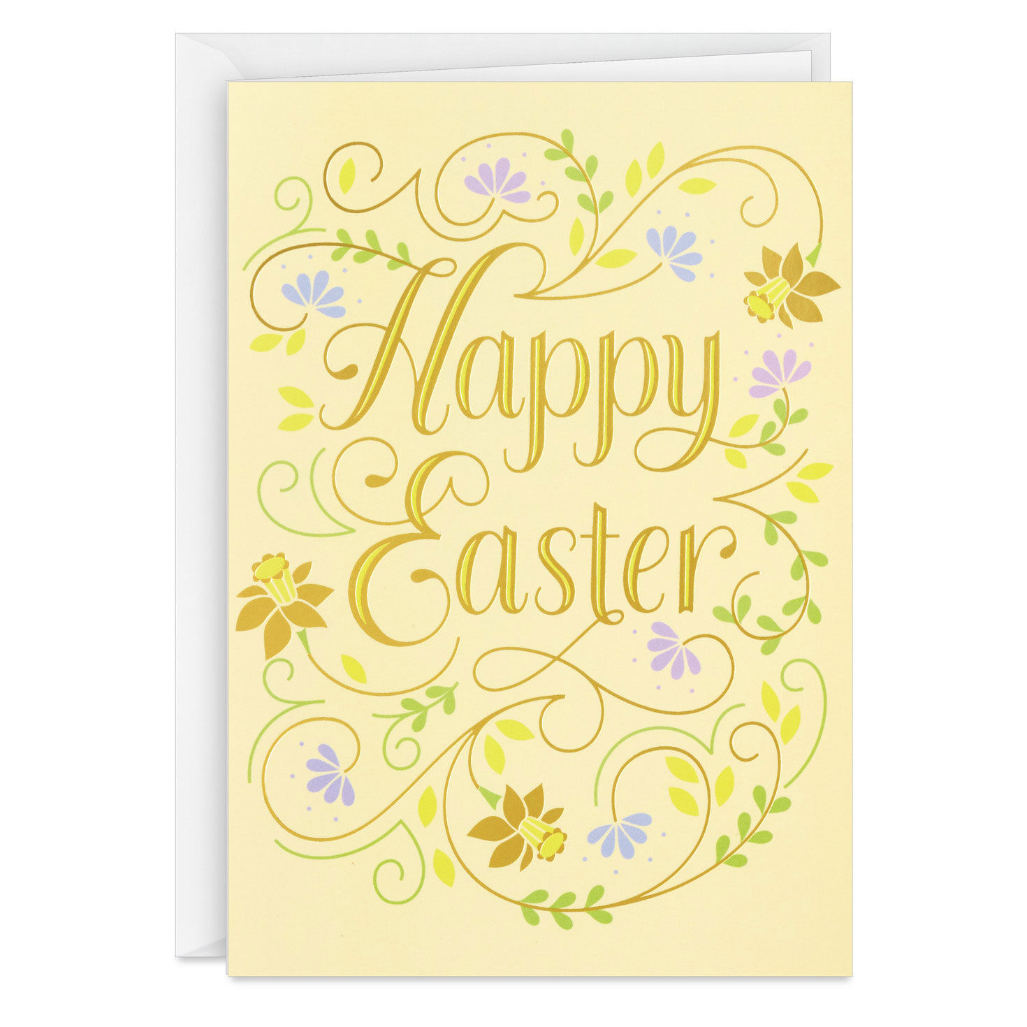 Flowers and Vines on Yellow Easter Cards Bulk Pack front image number 2