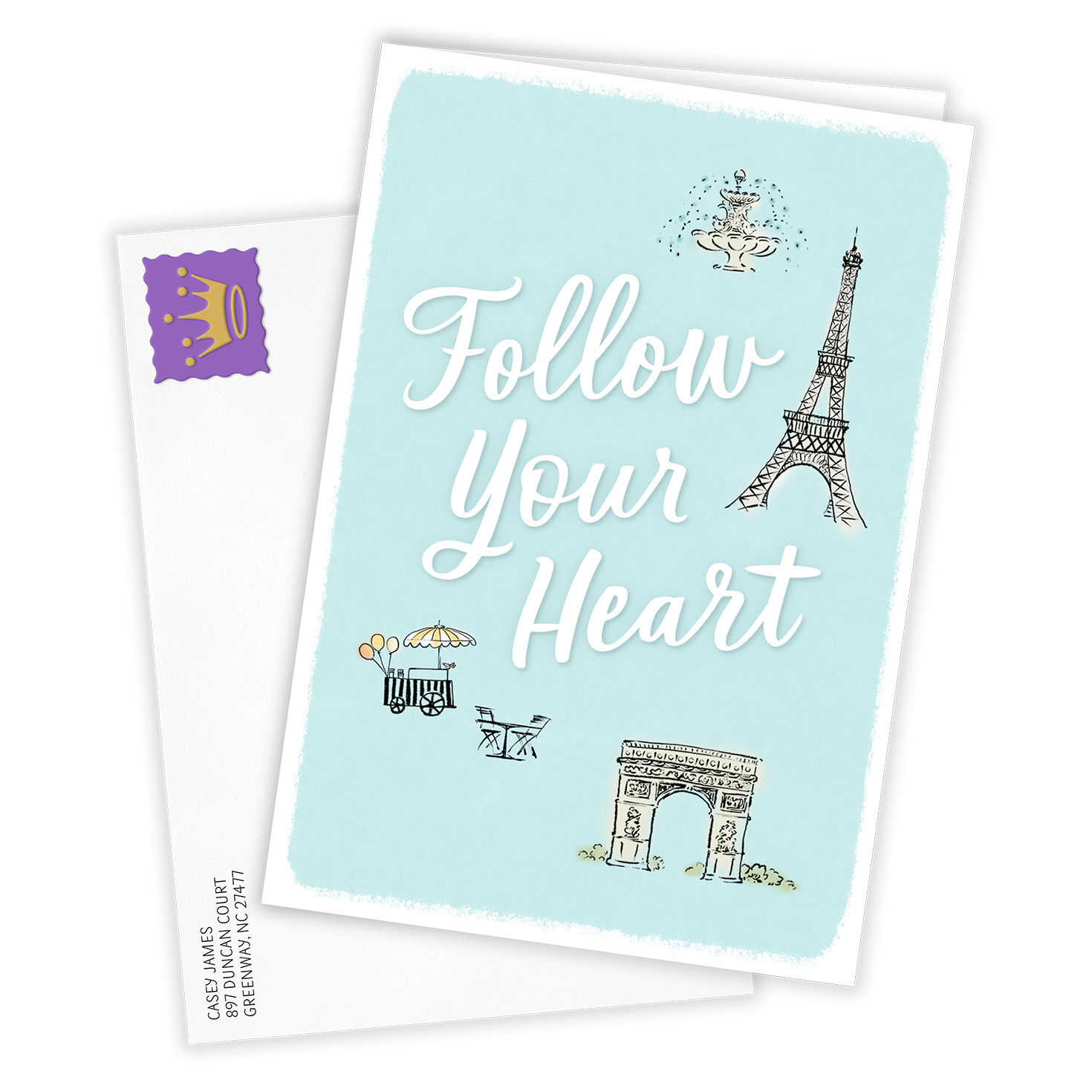 Paris Icons Personalized Encouragement Card Card Front with Envelope image number 2