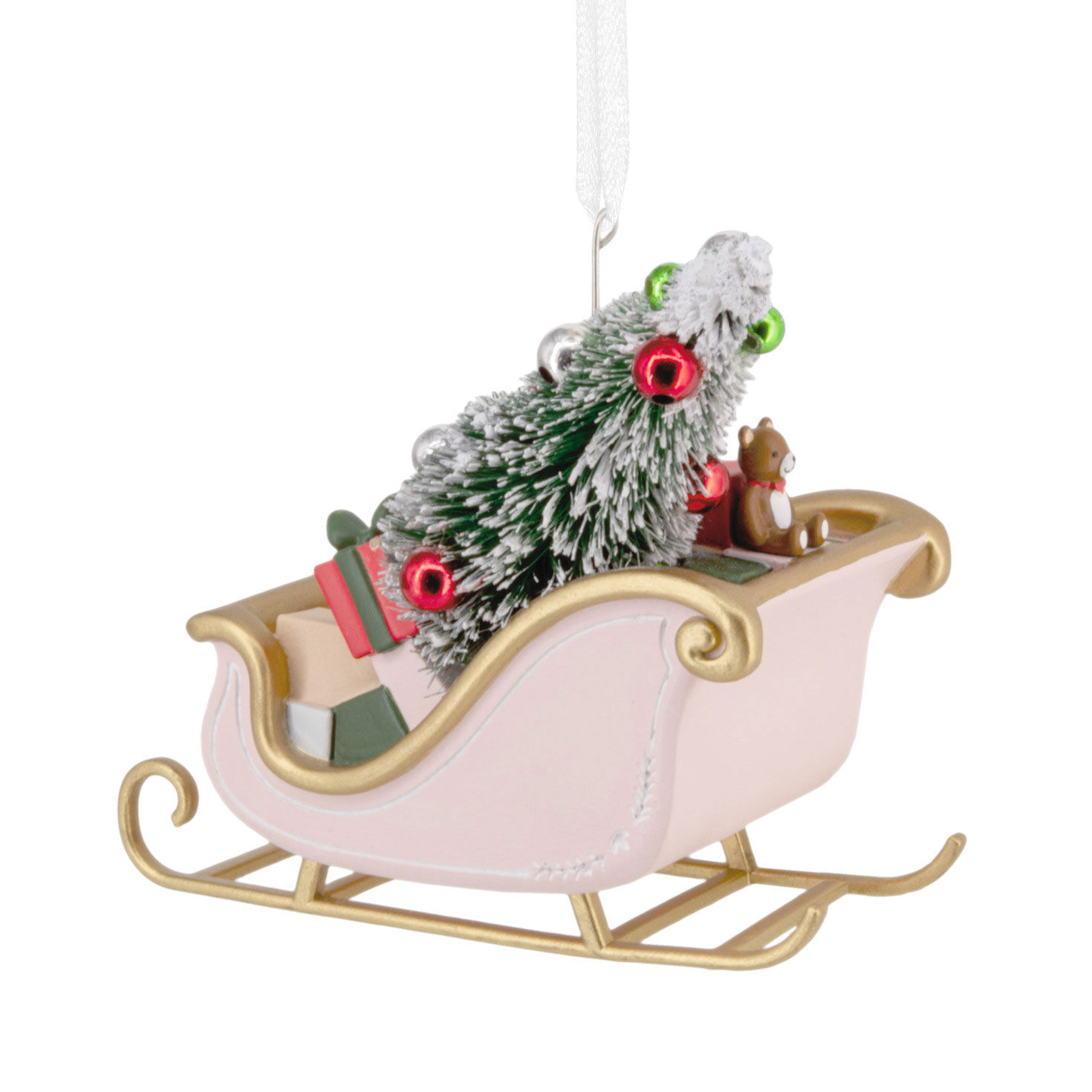 Pink Sleigh Christmas Ornament back image number 6
