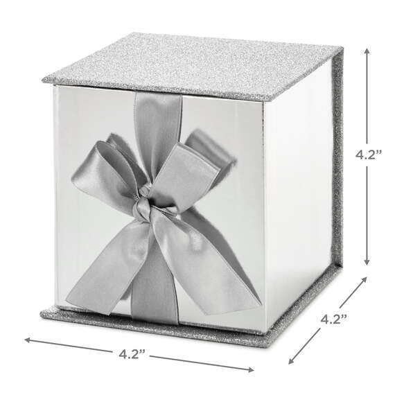 Silver Glitter 4x4 Small Gift Box With Shredded Paper Filler, , large image number 3