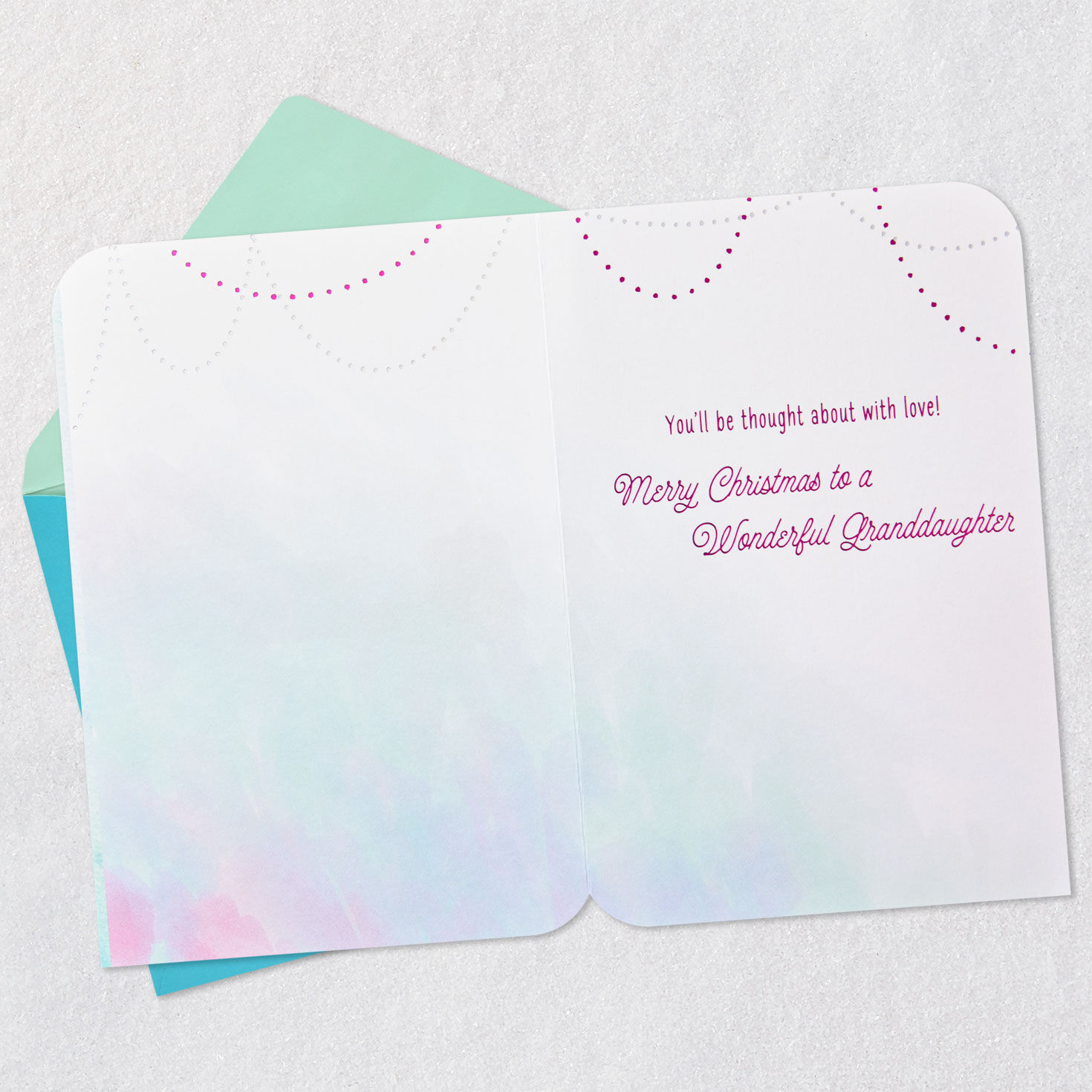 Vivid Holiday Tree Christmas Card for Granddaughter Open card with envelope image number 3