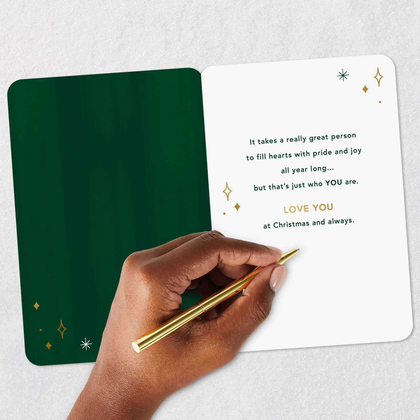 Ornament on Branch Green Christmas Card for Godson Signing card image number 6