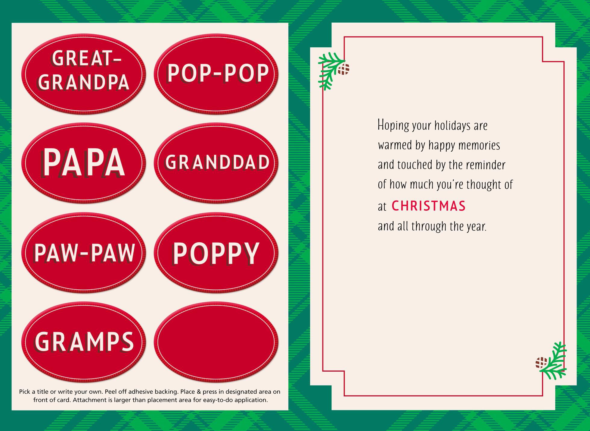 Green Plaid Christmas Card with Customizable Grandpa Stickers