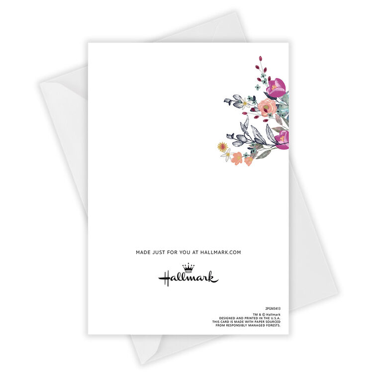 Modern Floral Wreath Custom Anniversary Card, , large image number 4