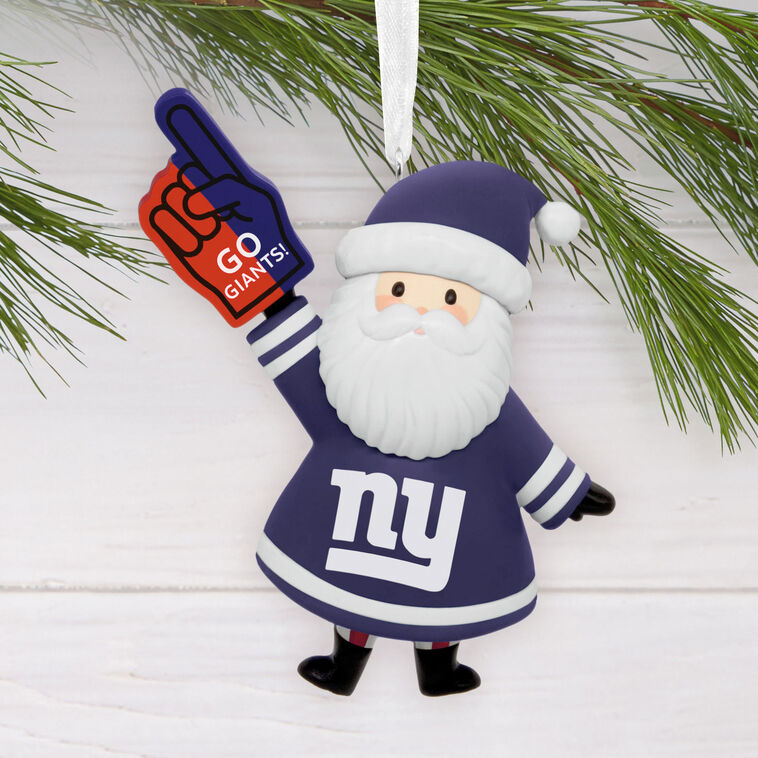 New York Giants Santa Fan Christmas Ornament hanging on tree image number 2