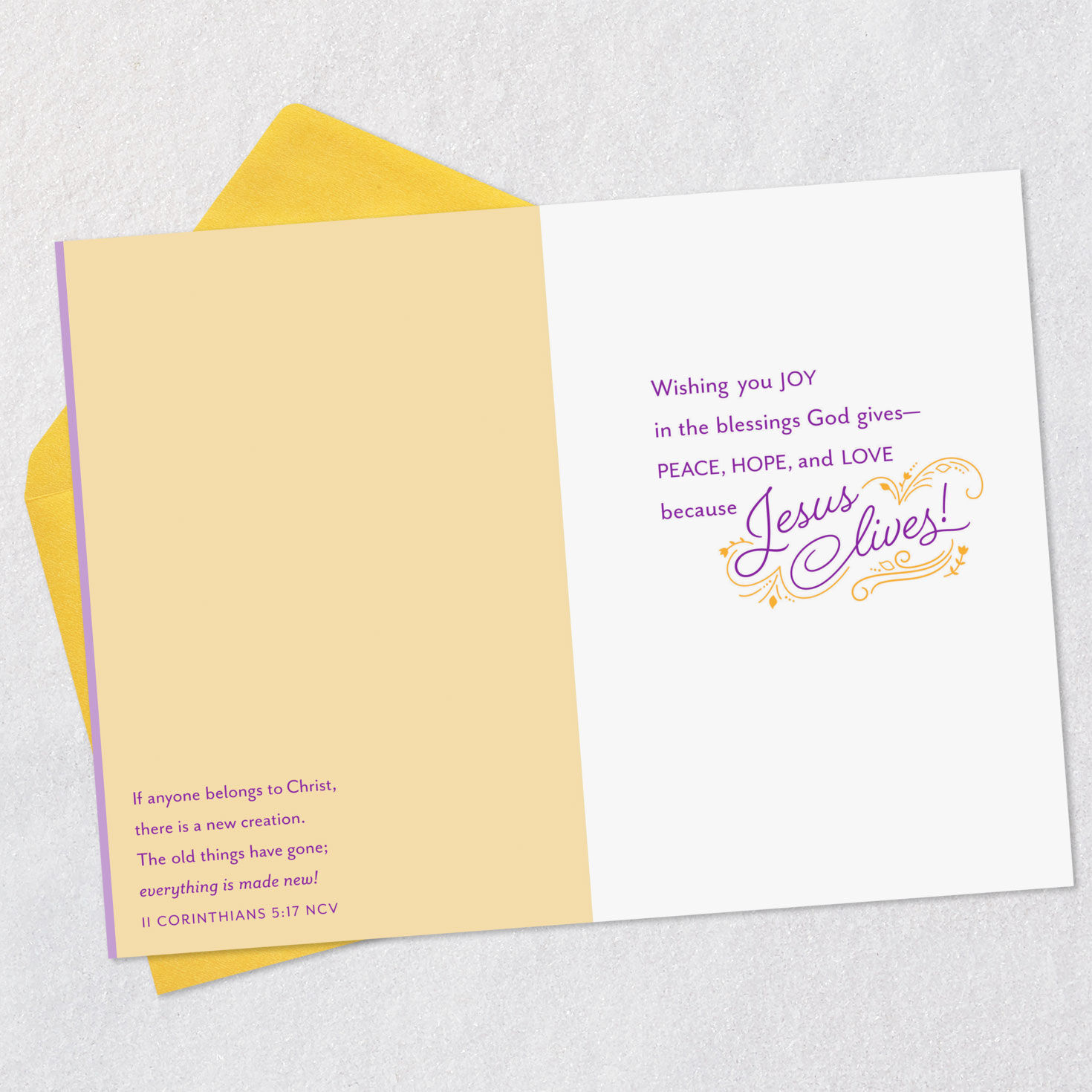 Sun Through Clouds Religious Easter Card Open card with envelope image number 4