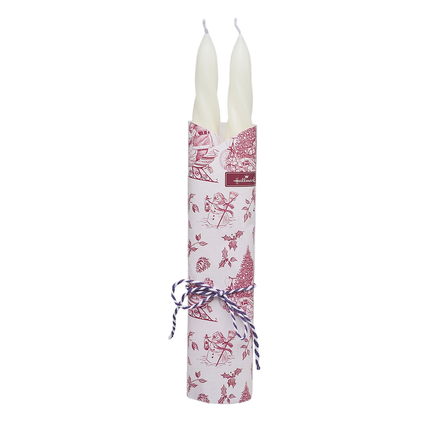 White Spiral Taper Candle Set package image number 3
