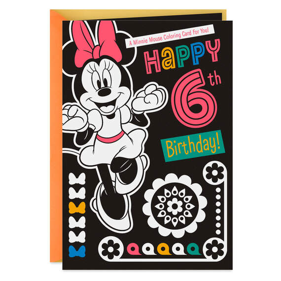 Disney Minnie Mouse Special Girl 6th Birthday Card With Coloring Activity, , large image number 1