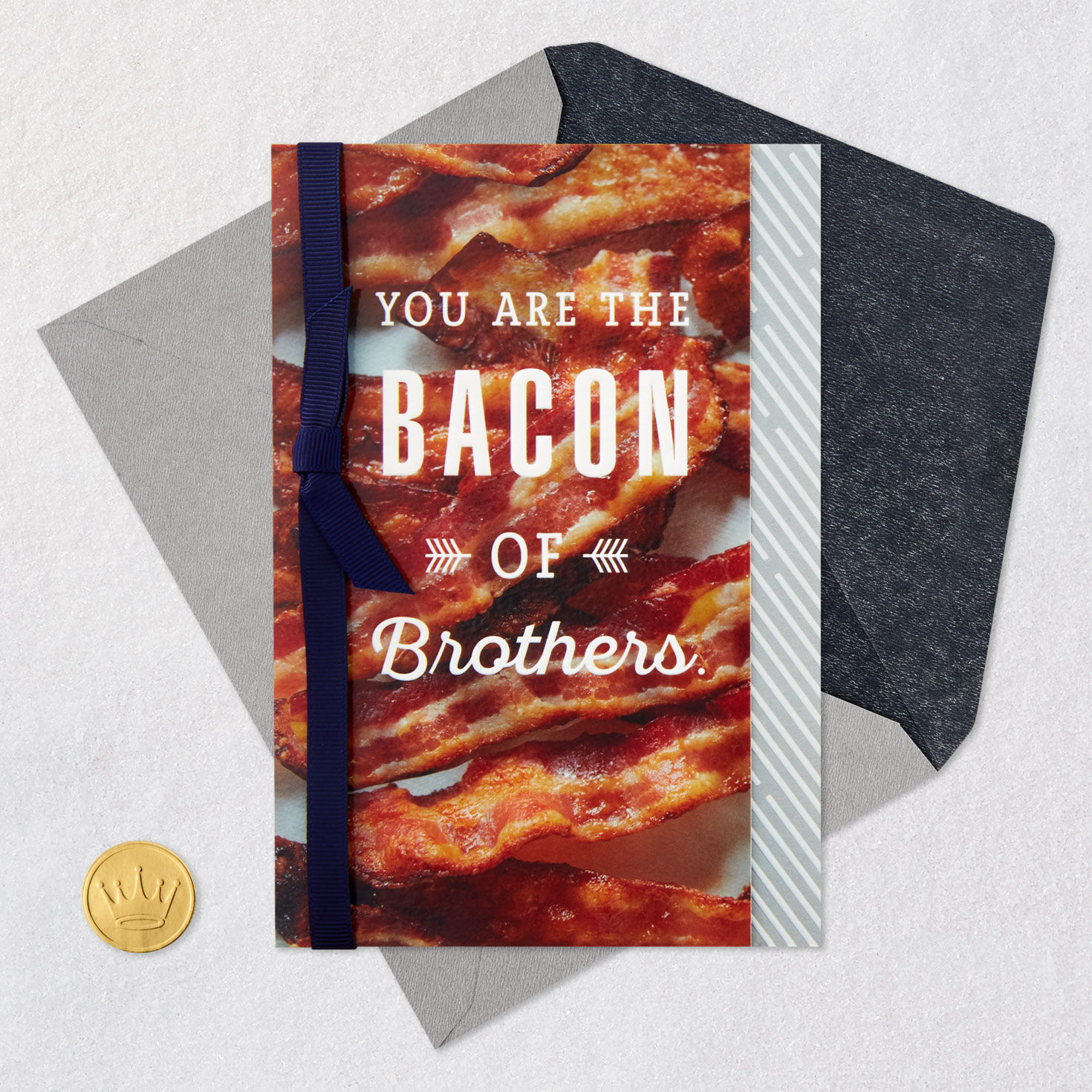Crispy Bacon Funny Birthday Card for Brother Card Front with Envelope and Gold Seal image number 5