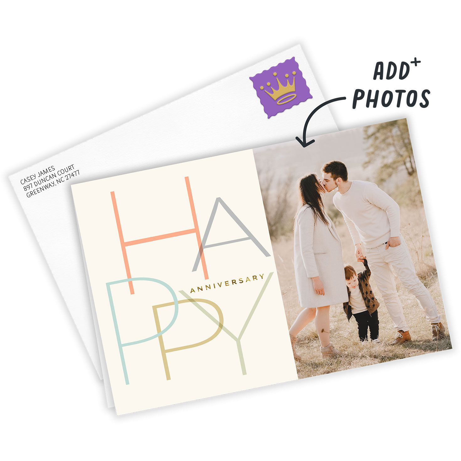 Personalized Colorful Letters Anniversary Photo Card  image number 2