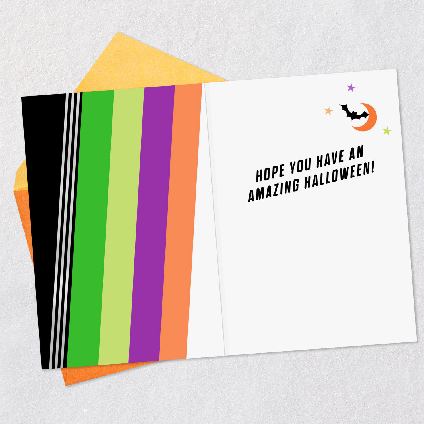 Retro Rainbow Lettering Halloween Card for Kid Open card with envelope image number 3