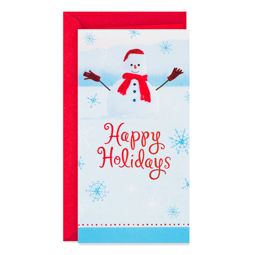 Smiling Snowman Money Holder Holiday Card, 