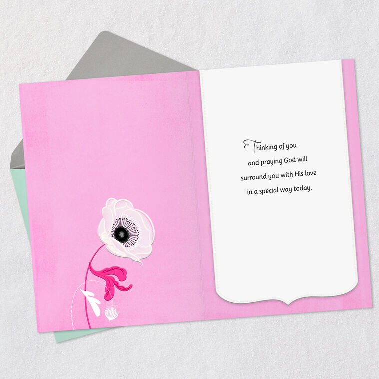 Pink Flowers Religious Thinking of You Card for Her Sentiment image number 3