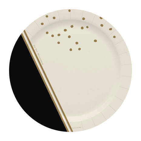 Ivory, Black and Gold Dinner Plates, Set of 8, , large