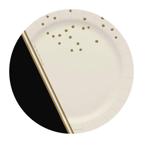 Ivory, Black and Gold Dinner Plates, Set of 8, , large image number 1