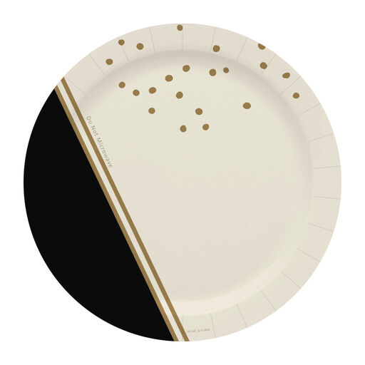 Ivory, Black and Gold Dinner Plates, Set of 8, 