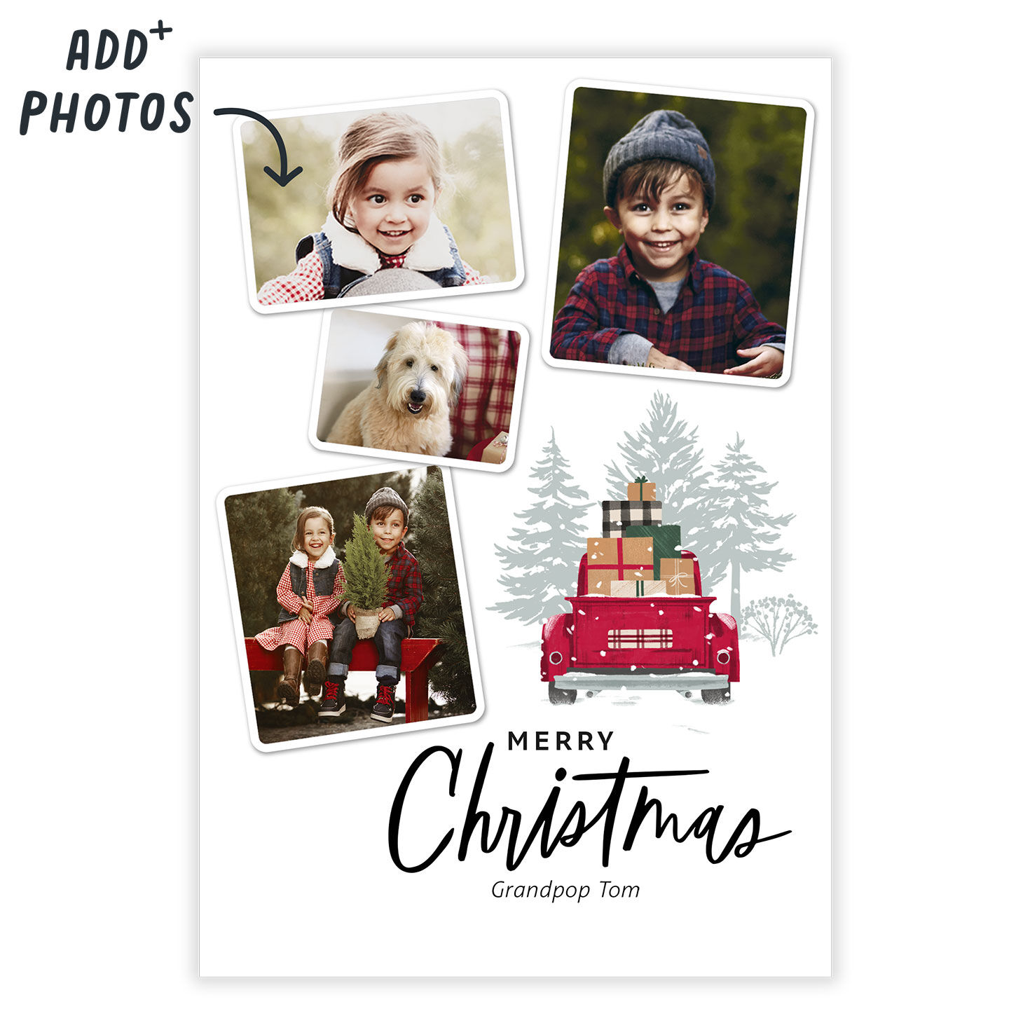 Vintage Red Truck Photo Collage Christmas eCard, , large image number 2