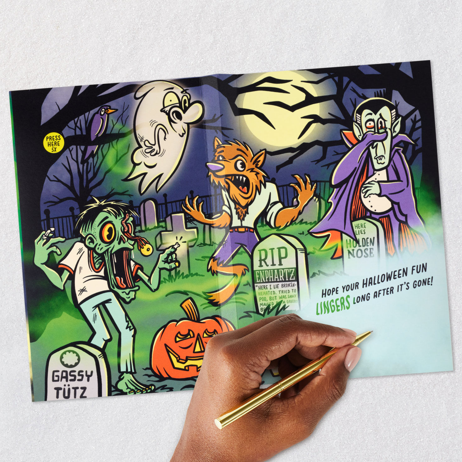 Farting Monsters Funny Halloween Card With Sound  image number 7