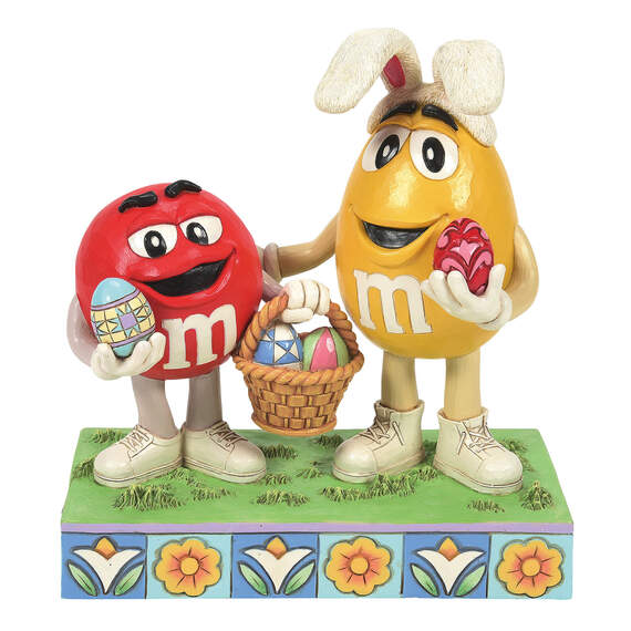 Jim Shore M&M's Red and Yellow Characters Egg Hunt Figurine, 6.2"