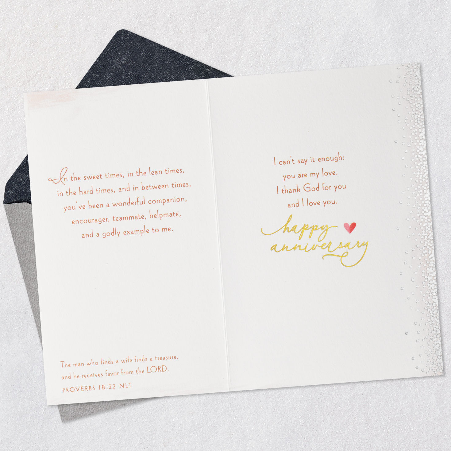 Floral Birds Christian Anniversary Card for Wife Open card with envelope image number 5