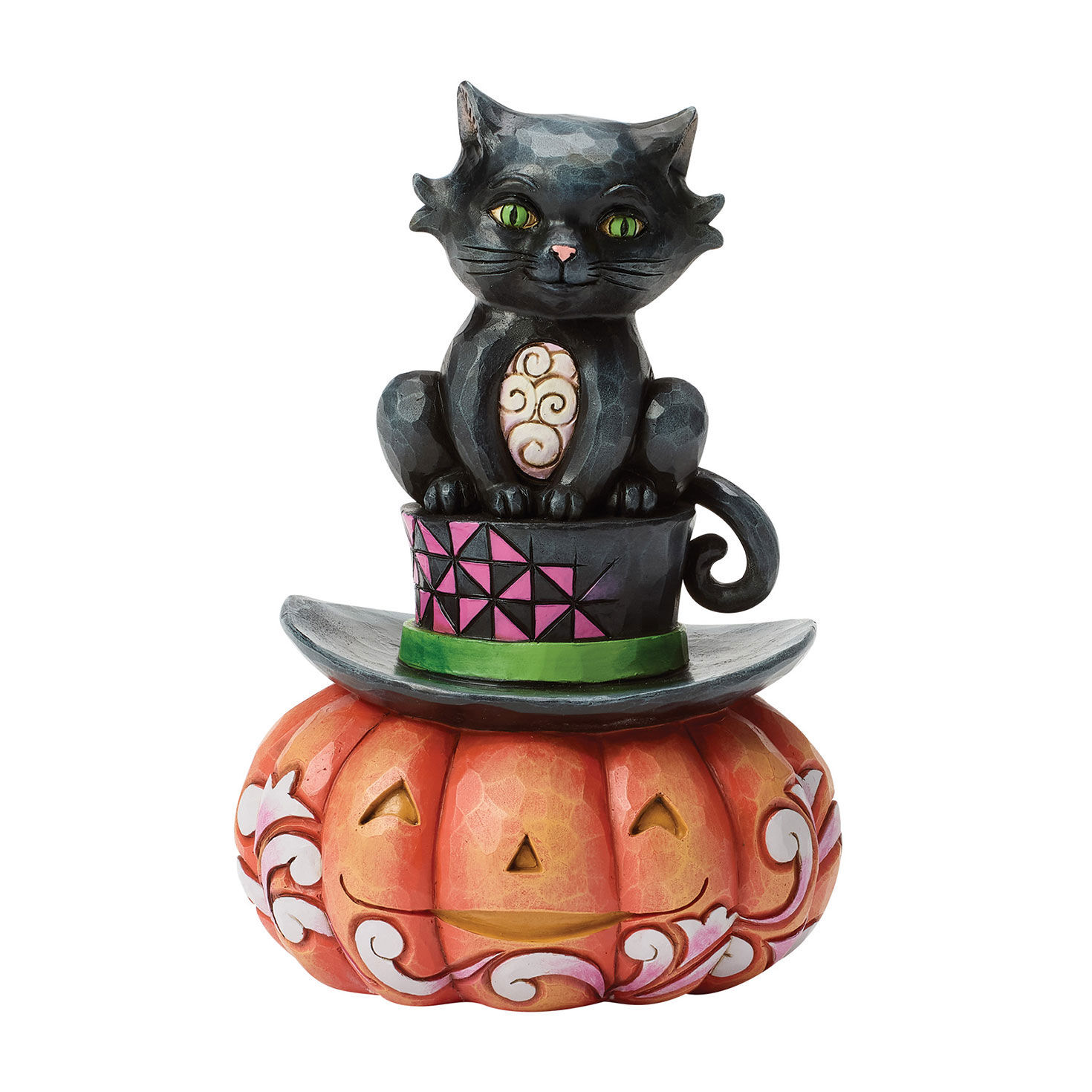 Jim Shore Heartwood Creek Black Cat on Top Cat Figurine, 5"