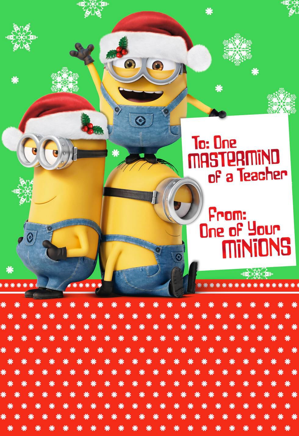 Despicable Me Minions Mastermind Christmas Card for Teacher