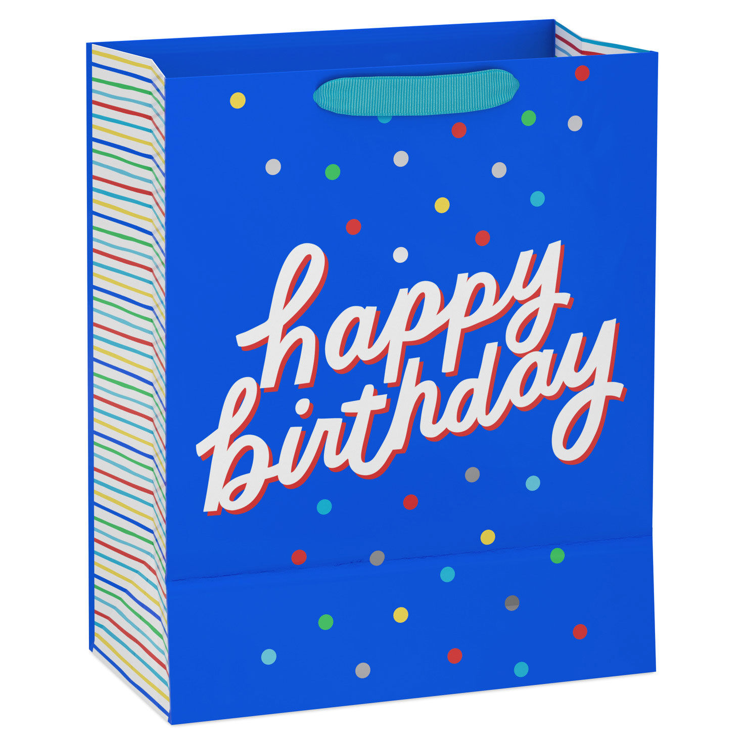 Happy Birthday Dots on Blue Large Gift Bag back image number 6