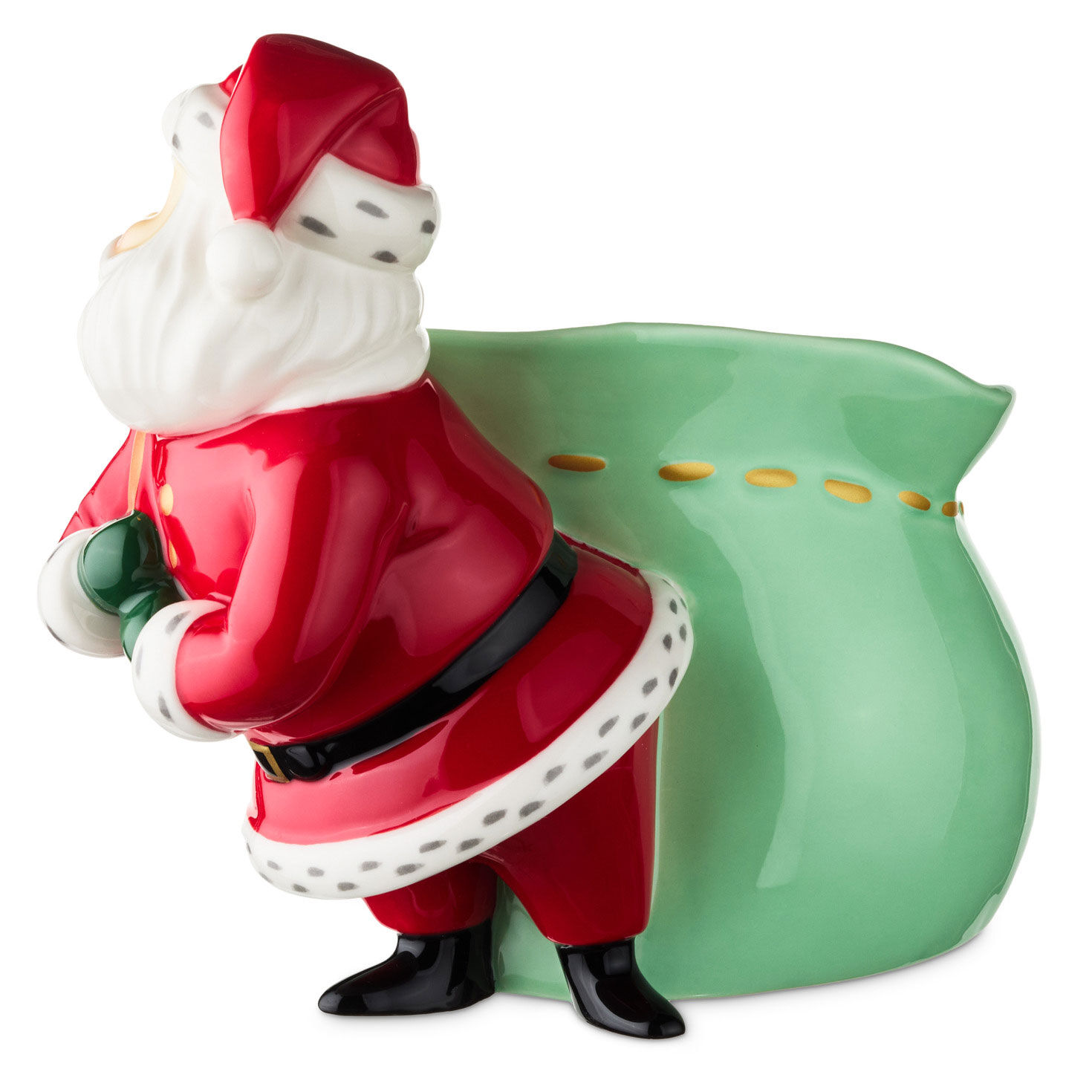 Shaped Ceramic Santa and Toy Bag Candy Dish back image number 3