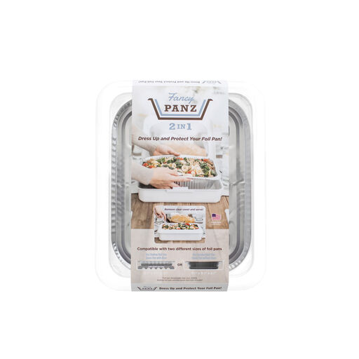 White Fancy Panz Rectangle Foil Pan 2-in-1 Deep Serving Tray, 