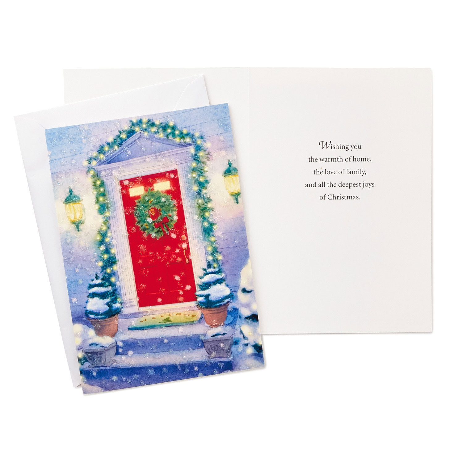 Door and Trees Assorted Boxed Christmas Cards Card Front with Sentiment image number 4