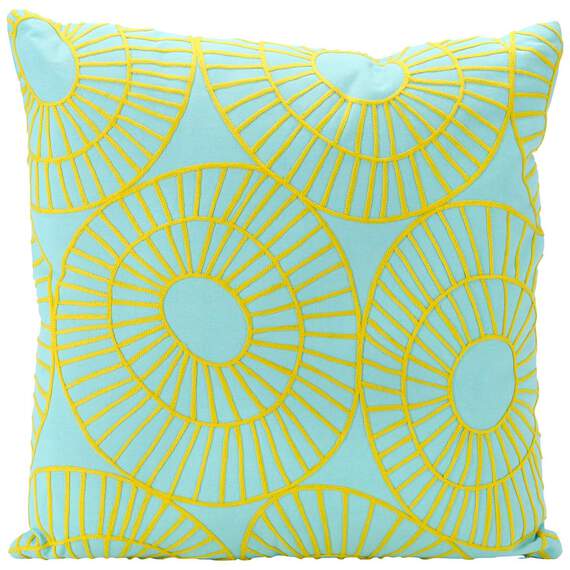 Blue Embroidered Circles Decorative Pillow, 20", , large image number 1