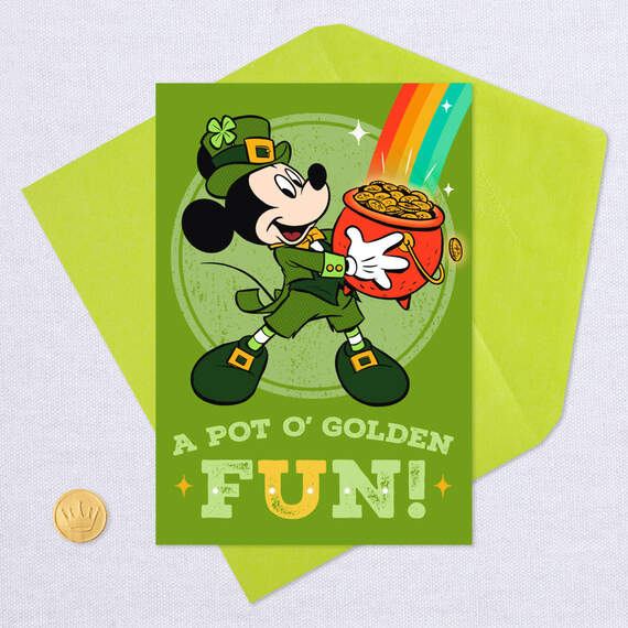 Disney Mickey Mouse Pot of Golden Fun St. Patrick's Day Card, , large image number 5