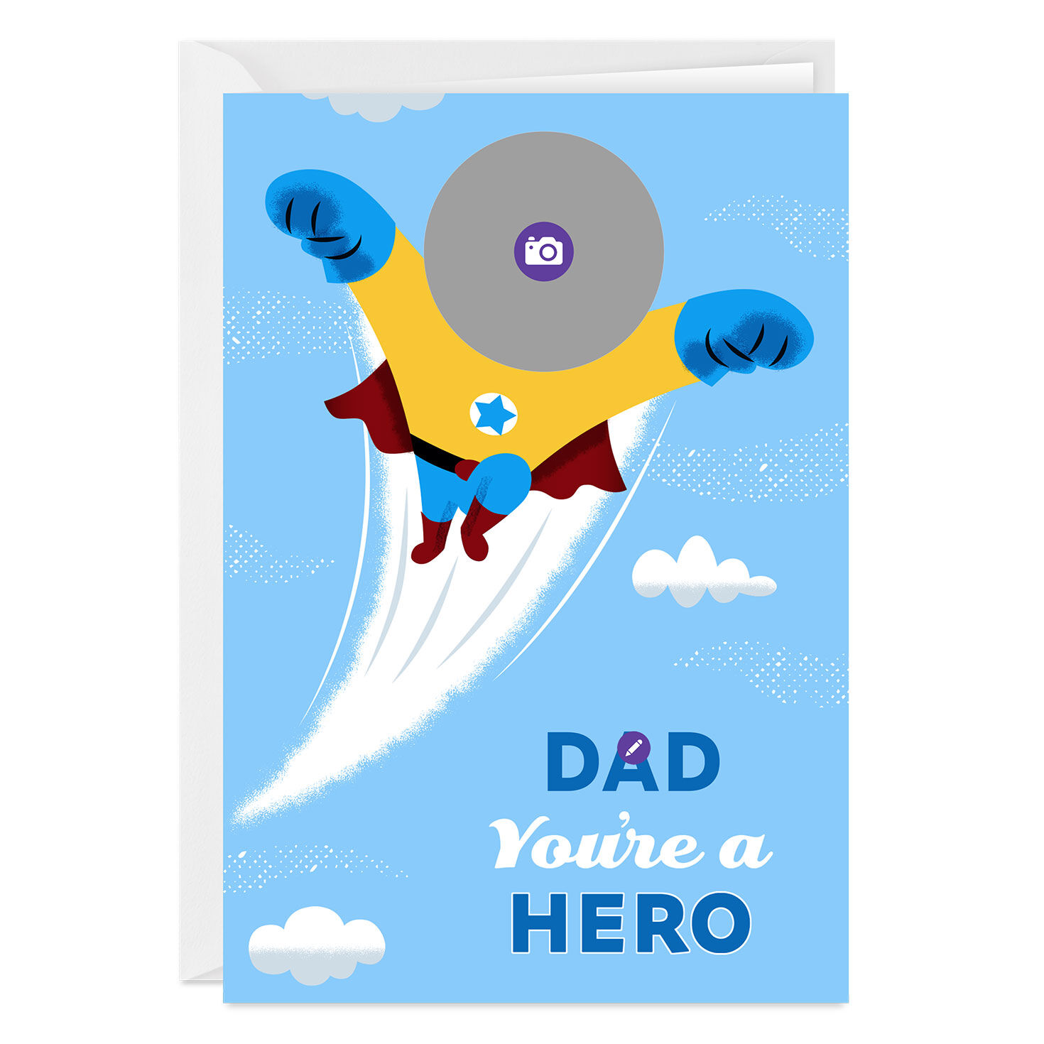 Super Hero Drawing Personalized Father's Day Card Card Front indicating personalization image number 3