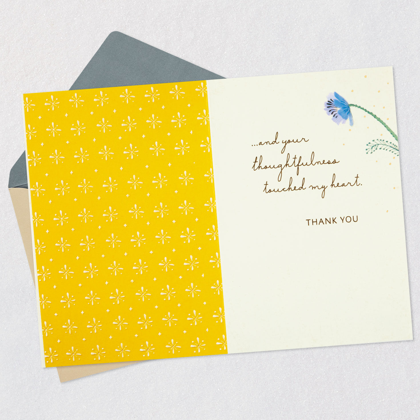 Wildflowers and Butterfly Thank-You Card Open card with envelope image number 3