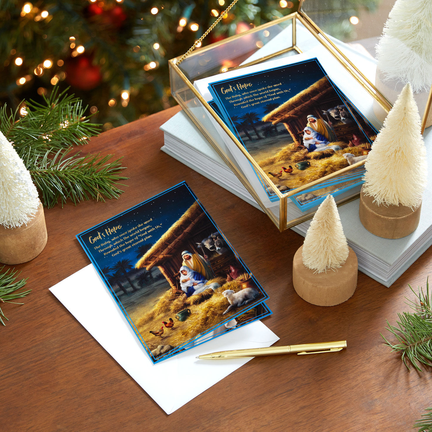 Nativity DaySpring Religious Christmas Cards in use image number 8