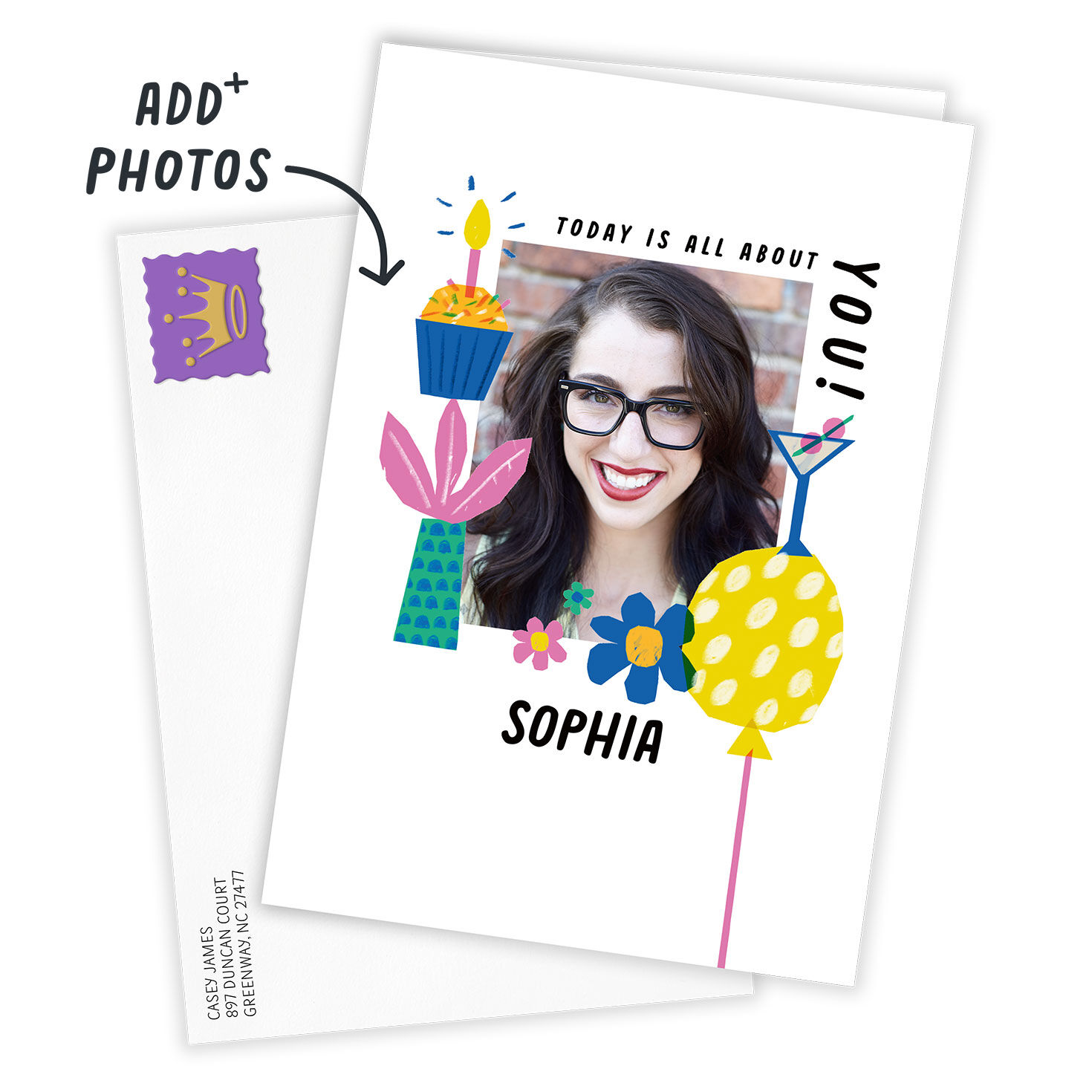 Today is All About You Personalized Birthday Card Card Front with Envelope image number 2