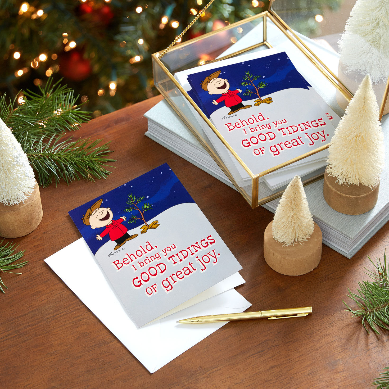 Peanuts Charlie Brown and Tree Christmas Cards Pack in use image number 8
