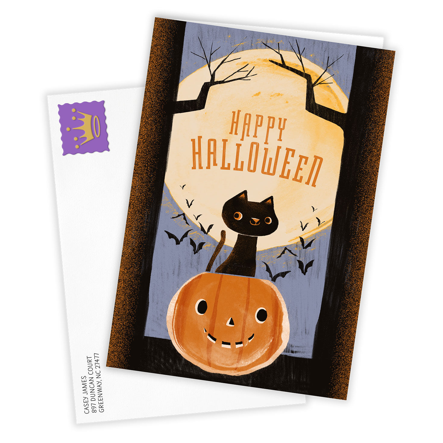 Retro Cat and Pumpkin Custom Halloween Card for only USD 4.99 | Hallmark