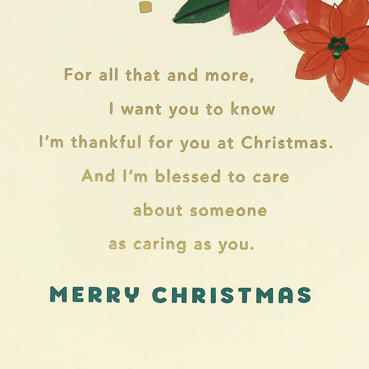 Poinsettia Flowers and Bells Aunt Christmas Card Sentiment image number 3