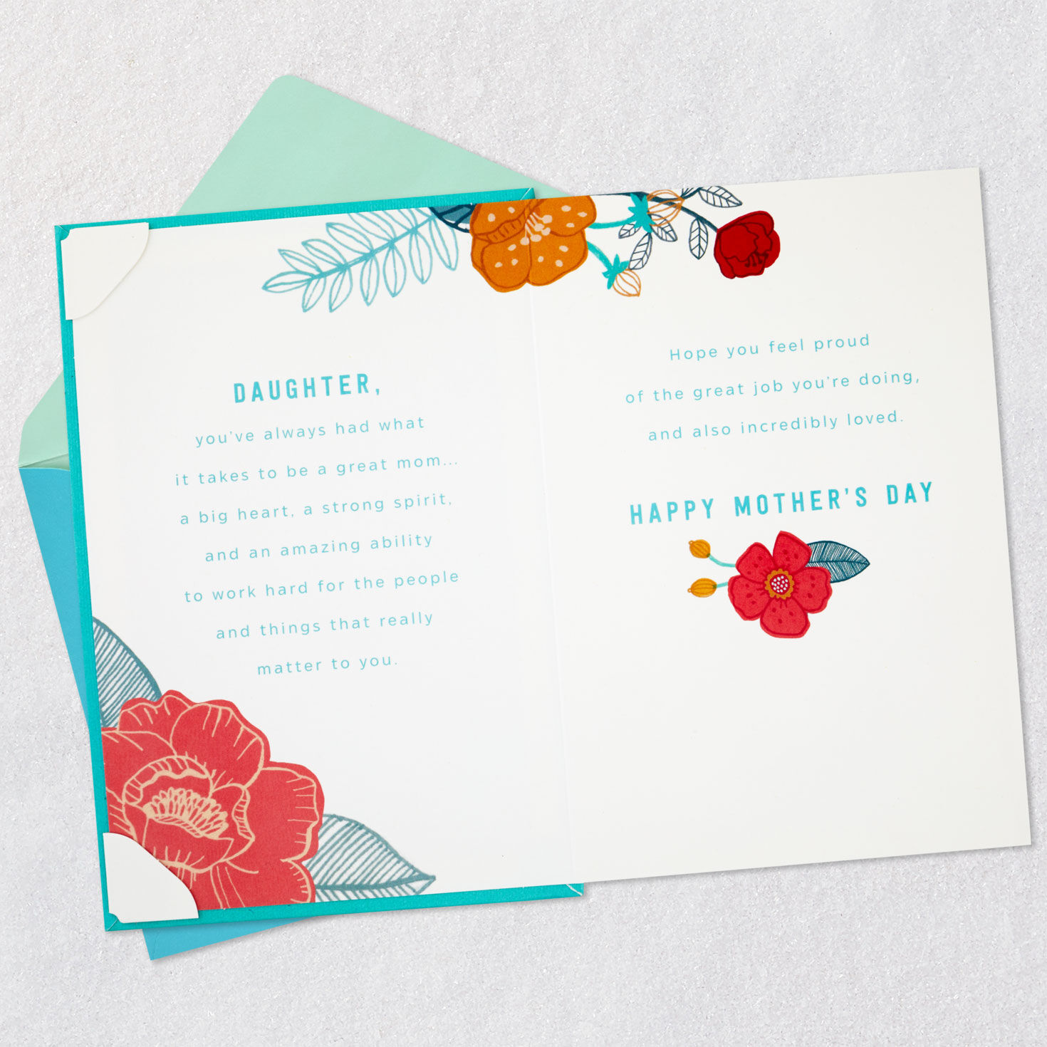 Flowers Hangable Print Daughter Mother's Day Card Open card with envelope image number 4