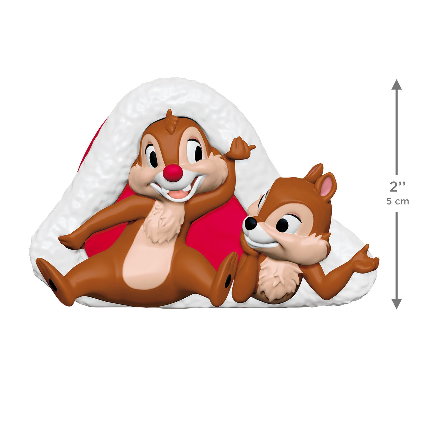 Chip and Dale in Santa Hat Keepsake Ornament measurement image number 3