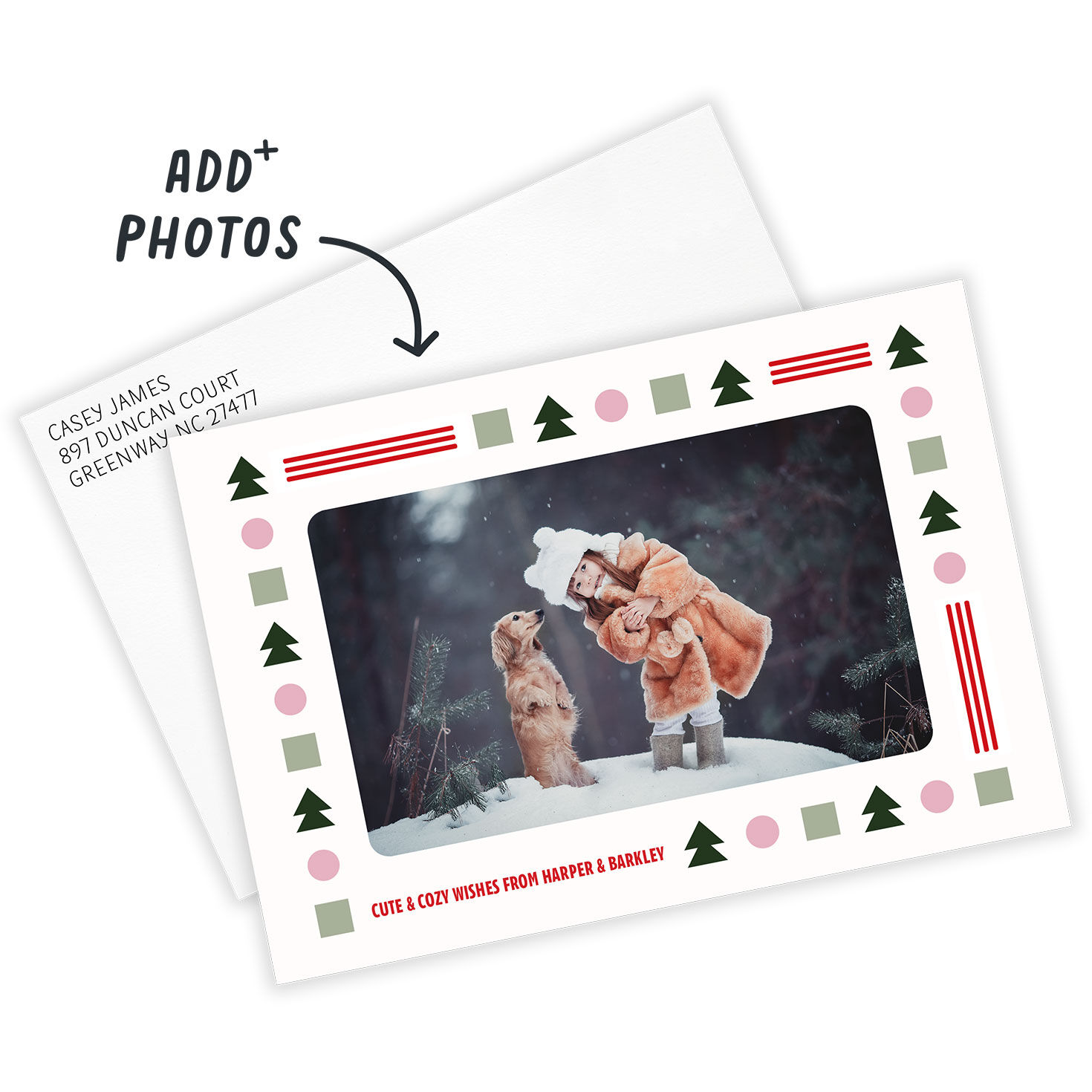 Festive Shapes Flat Christmas Photo Card, , large image number 2