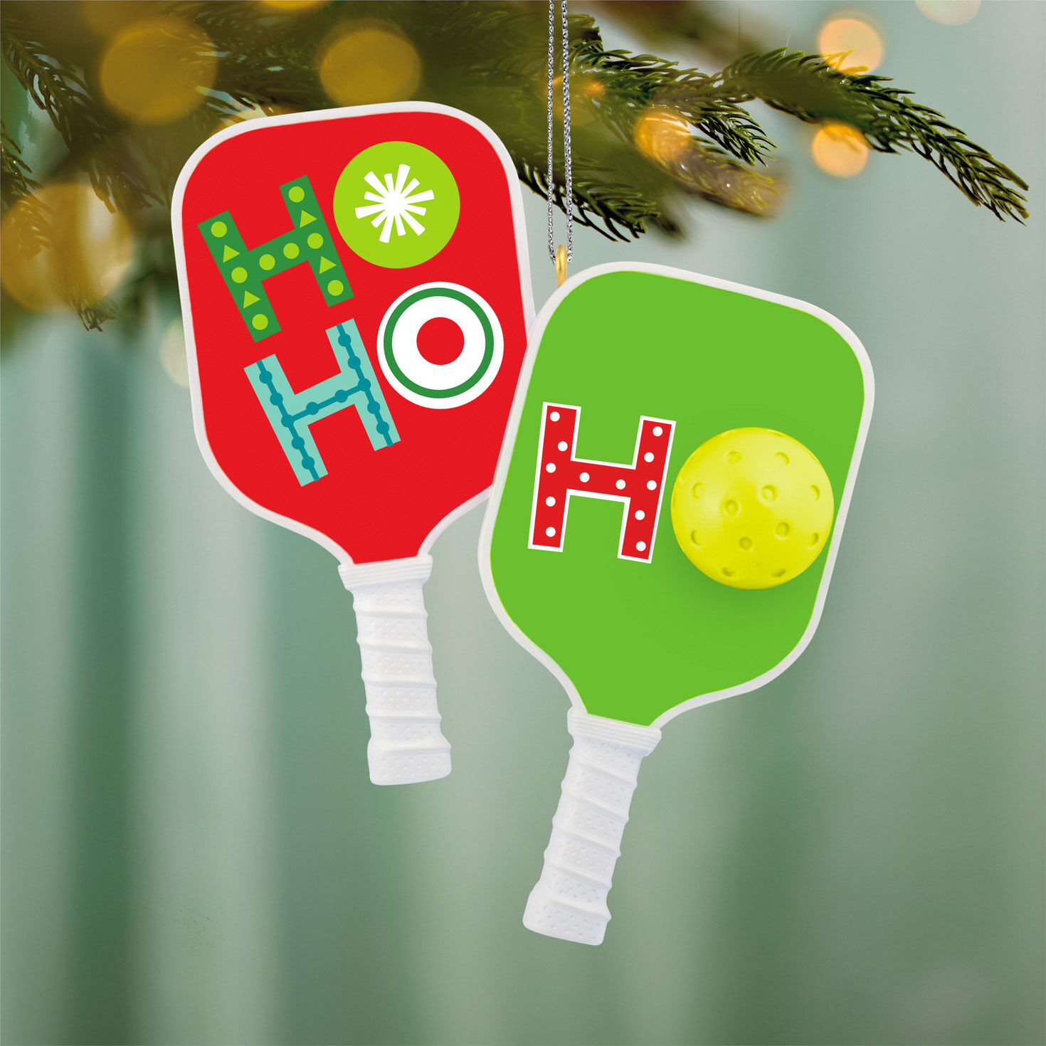Red Green Pickleball Paddles Keepsake Ornament  image number 2