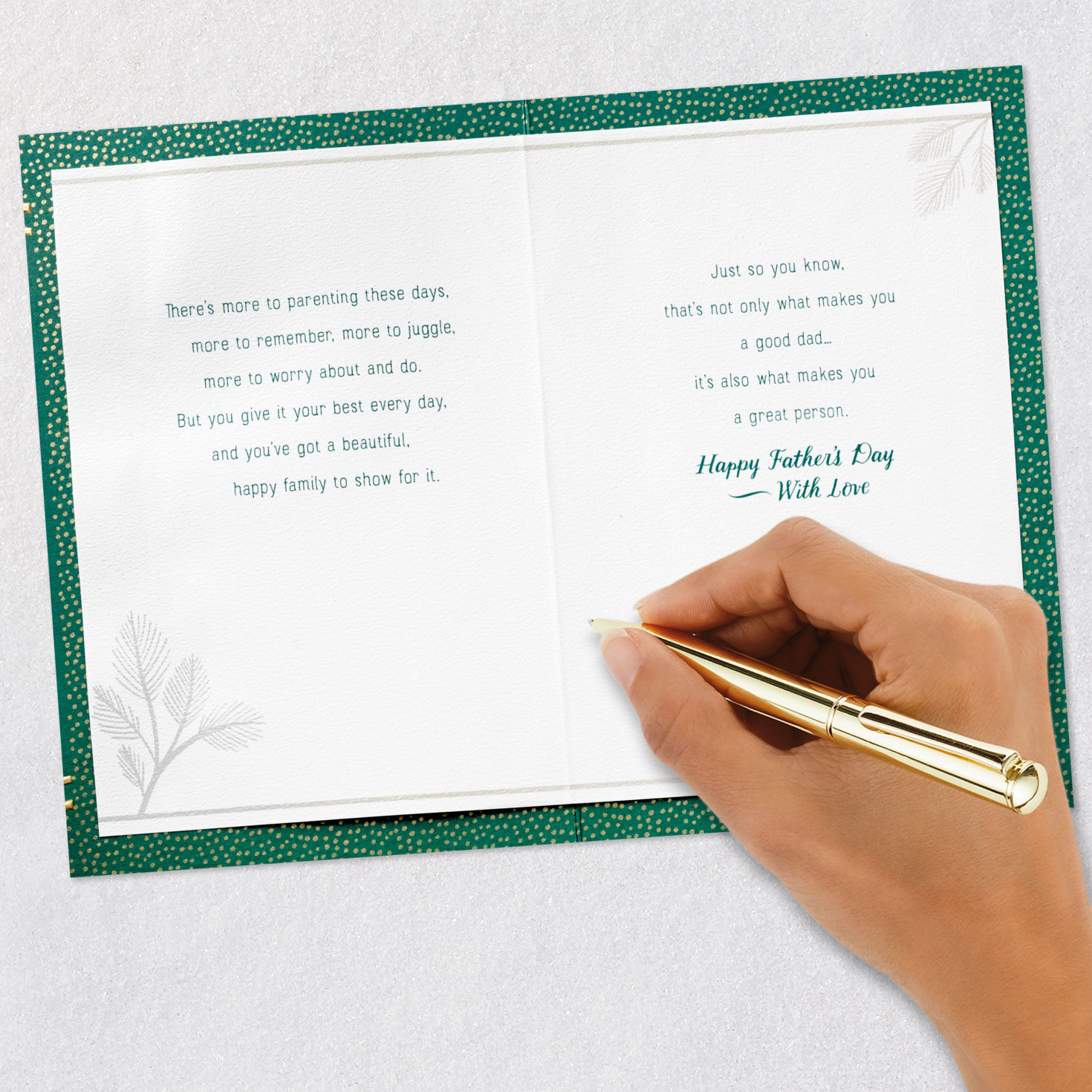 Botanical Heart on Green Son Father's Day Card Signing card image number 7