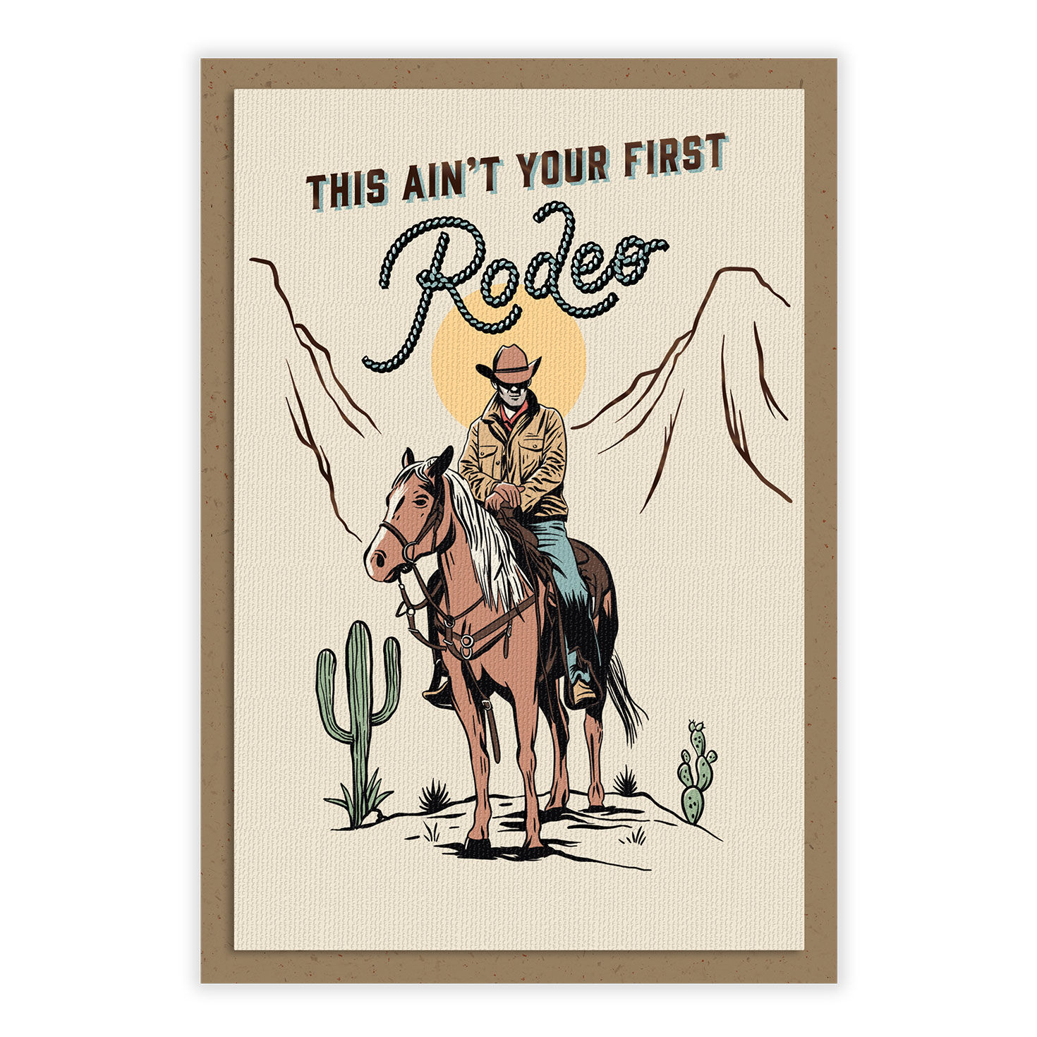 Vintage Cowboy Drawing Personalized Birthday Card front image number 2