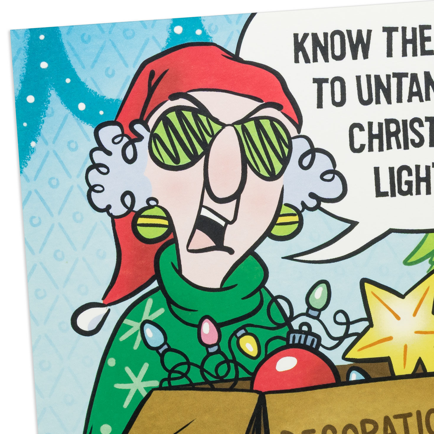Maxine Tangled Lights Funny Christmas Card Card Front Detail image number 5