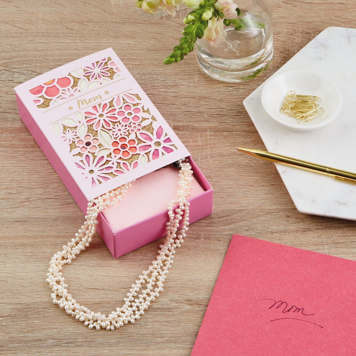 Mother's Day Floral Small SlideOpen Gift Box for Mom Gift Boxes