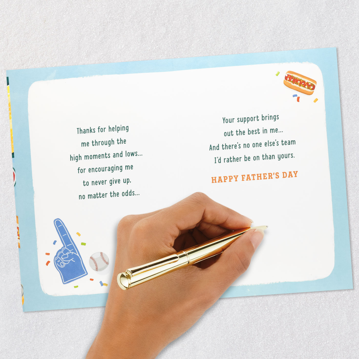 Sports Banners, Balls and Food Dad Father's Day Card signing card image number 7